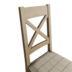 Hove Smoked Oak Cross Back Dining Chair With Natural Check Seat