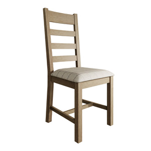 Hove Smoked Oak Ladder Back Dining Chair With Natural Check Seat