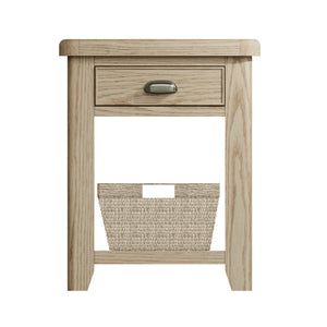 Hove Smoked Oak Telephone Table with Wicker Basket