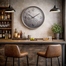 Vintage Silver World Cog Clock | 46 cm