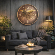 Vintage Gold World Cog Clock | 62 cm