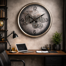 Vintage Silver World Cog Clock | 62 cm