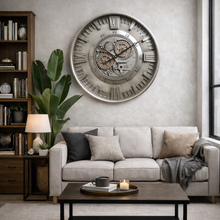 Vintage Silver Cog Clock | 59 cm