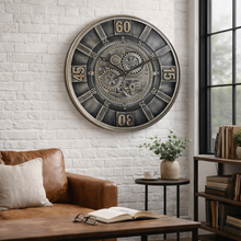 Vintage Spintime Pewter Cog Clock | 60 cm