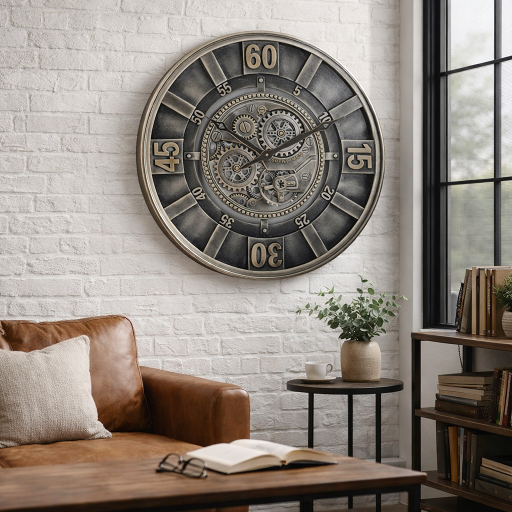 Vintage Spintime Pewter Cog Clock | 60 cm – HomePlus Furniture