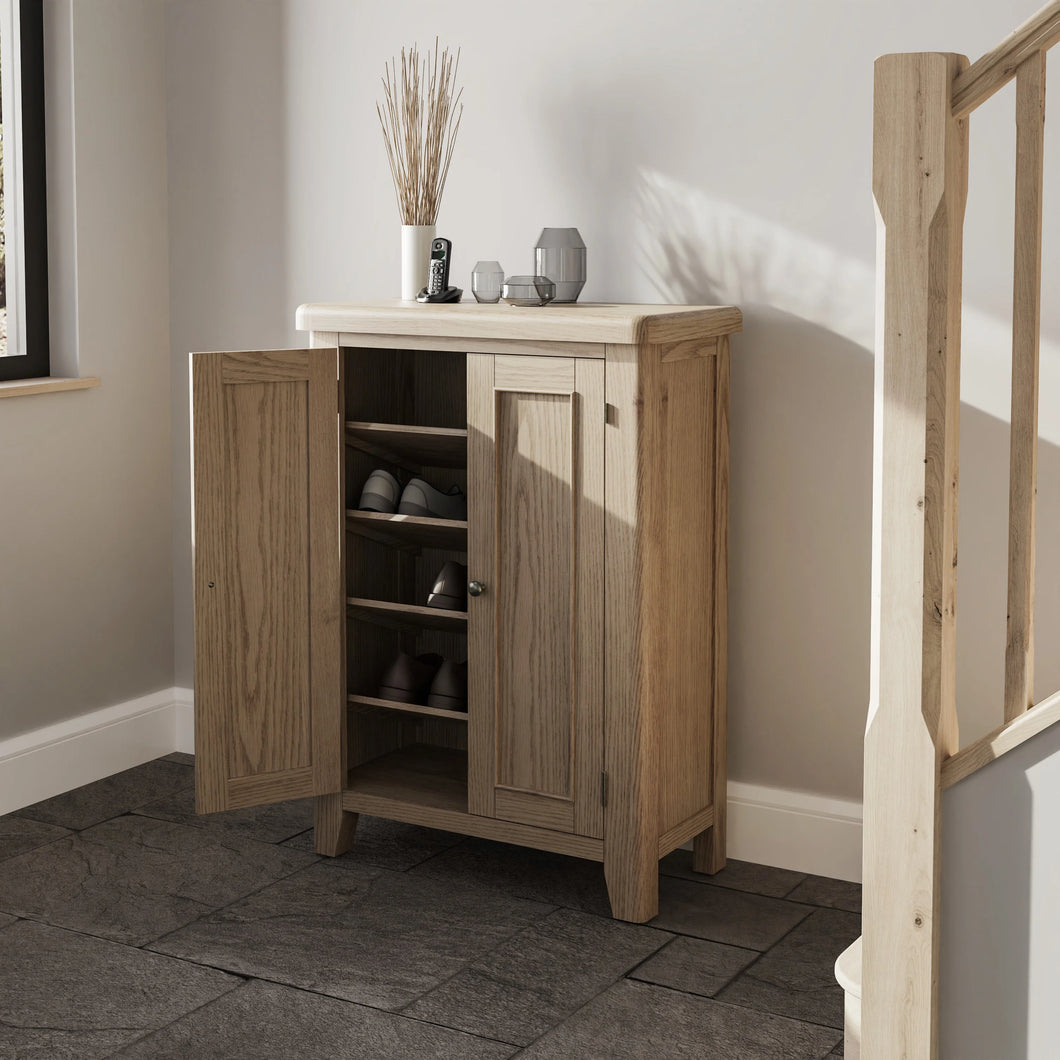 Hove Smoked Oak Shoe Cabinet HomePlus Furniture