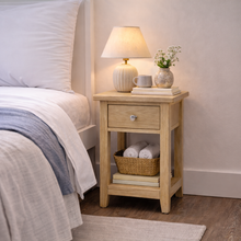 Westbrook Whitewash Oak 1 Drawer Bedside Table