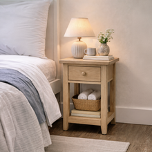 Westbrook Whitewash Oak 1 Drawer Bedside Table