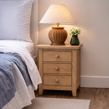Westbrook Whitewash Oak 3 Drawer Bedside Table