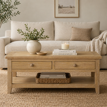 Westbrook Whitewash Oak Coffee Table with Drawers