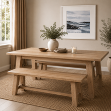 Westbrook Whitewash Oak 3 Seater Trestle Bench