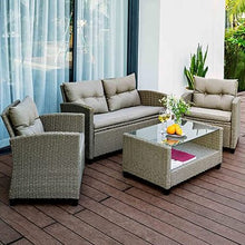 Jenni Natural Outdoor Rattan Garden Furniture Sofa Armchair Set with Cushions