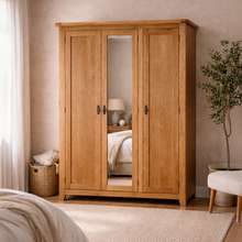 Cambridge Oak 3 Door Full Hanging Wardrobe