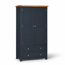 Cambridge Blue Painted Oak Larder Unit — angled view