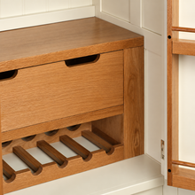 Cambridge Classic Cream Painted Oak Larder Unit — oak drawer and wine rack with door storage