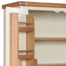 Cambridge Classic Cream Painted Oak Larder Unit — oak top and upper door rack detail