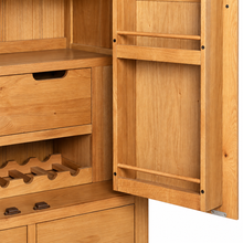 Cambridge Oak Larder Unit — internal drawer, wine rack and door storage detail