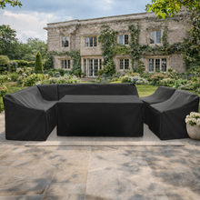 Miami Garden Grande Corner Sofa Dining Set with Rising Table, Armchairs and Stools