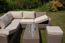 Cotswold Natural 8 Seater Rattan Garden Furniture Set, Modular Table, Corner Lounger and Garden Stools
