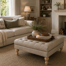 Clover Buttoned Ottoman Coffee Table | Vintage Tan