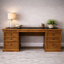 Oxford Light Pine Large Double Pedestal Desk