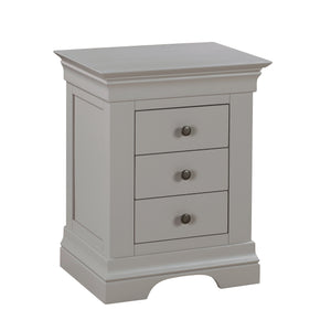 Chantilly Pebble Grey 3 Drawer Bedside Table