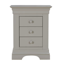Chantilly Pebble Grey 3 Drawer Bedside Table