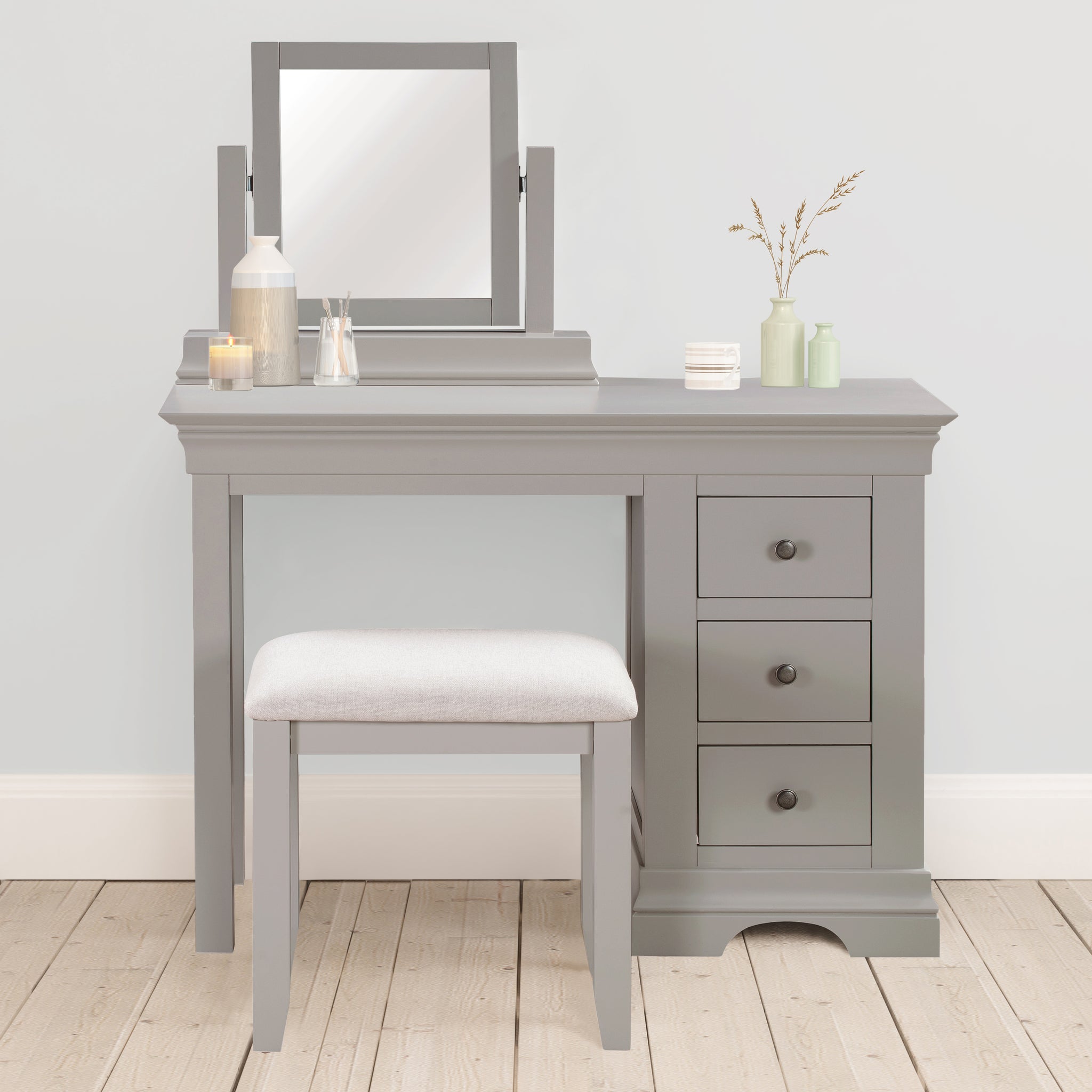 Chantilly Pebble Grey Dressing Table HomePlus Furniture Chantilly Pebble Grey Dressing Table HomePlus Furniture