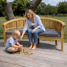 Crummock Teak Peanut Garden Bench With Cushion