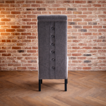 Rhianna Antique Faux Leather Button Back Dining Chair | Grey