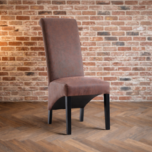 Rhianna Antique Faux Leather Button Back Dining Chair | Brown
