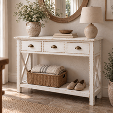 Heritage Distressed Chalk White Console Table