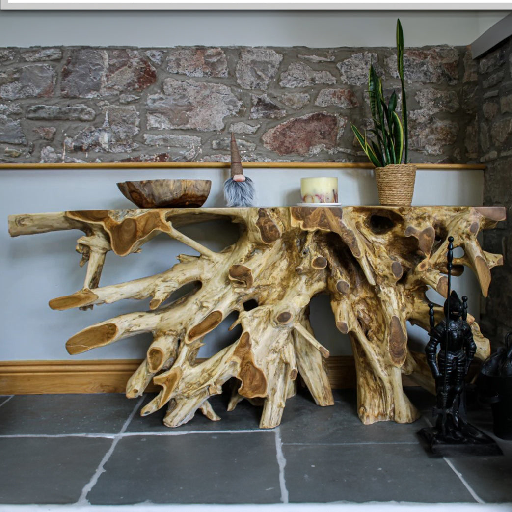 Teak Root Large Console Table | Without Glass – HomePlus Furniture