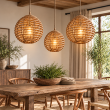 Round Rattan Wicker Pendant