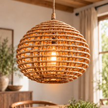 Large Rattan Wicker Pendant