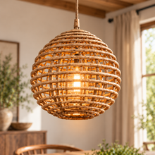 Round Rattan Wicker Pendant