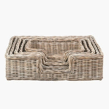 Grey Kubu Rattan Basket Dog Bed with Cushion