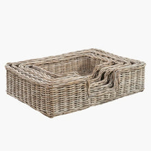 Grey Kubu Rattan Basket Dog Bed with Cushion