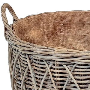 Cross Weave Round Rattan Log Basket | Large