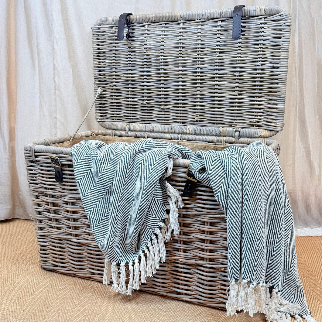 Rectangular Twin Rattan Storage Trunk | Large