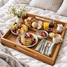 Farmhouse Ottoman Square Teak Serving Tray | Beeswax