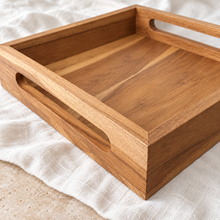 Farmhouse Ottoman Square Teak Serving Tray | Beeswax