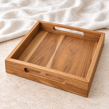 Farmhouse Ottoman Square Teak Serving Tray | Beeswax