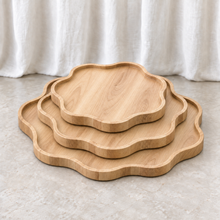 Scalloped Petal Edge Teak Serving Tray
