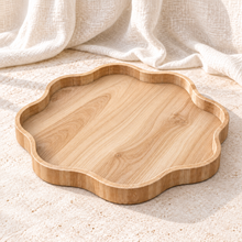 Scalloped Petal Edge Teak Serving Tray