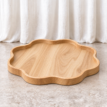 Scalloped Petal Edge Teak Serving Tray