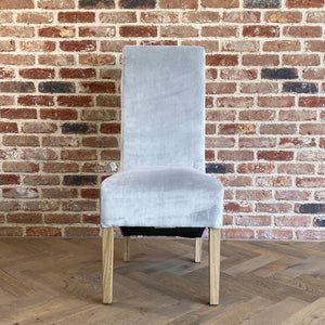 Trent Velvet Dining Chair | Light Grey
