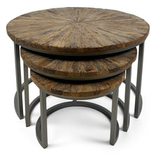 Vishnu Industrial Rail Track Nest of 3 Round Tables