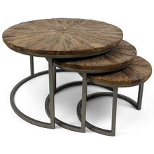 Vishnu Industrial Rail Track Nest of 3 Round Tables