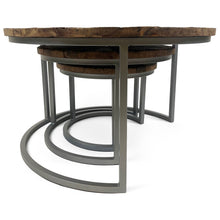 Vishnu Industrial Rail Track Nest of 3 Round Tables